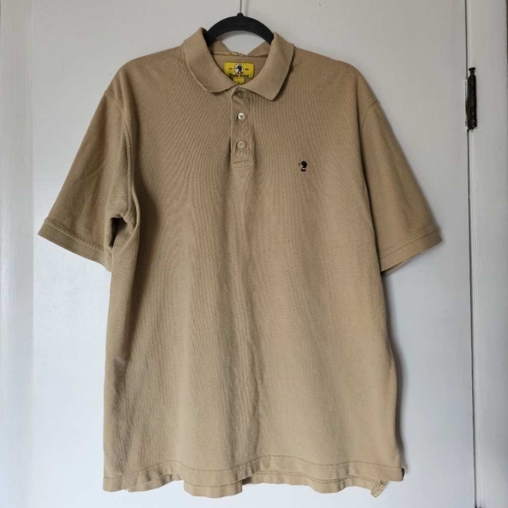 Vintage Duck Head beige cotton hipster normcore basic men's polo with a logo